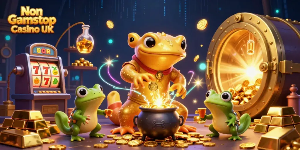 Engage in thrilling adventures at Non Gamstop Casino UK with a magical alchemist scene.